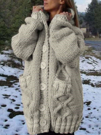 Casual Loose Long sleeve Knit Hoodie Cardigan Coats