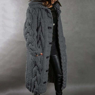 Fashion Casual Pure Knit Lapel Long sleeve Fastener Cardigan