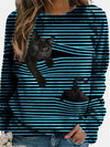 Fashion Stripe Print Round neck Long sleeve T-Shirts
