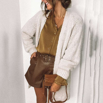 Casual Pure Long sleeve Knit Cardigan