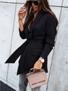 Fashion Pure Lapel Long sleeve Belt Blazer Coats