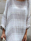 Casual Loose women Plus size round neck long sleeve stripe maxi dresses