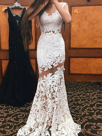 Sexy Elegant lace cut-out sleeveless gown evening dresses