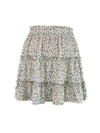 High waist flounce skirt with floral print a-line beach skirt