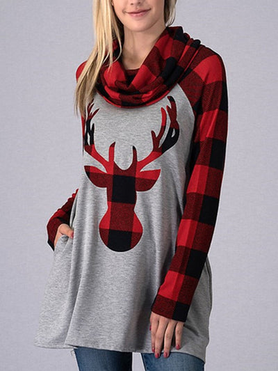 Christmas Deer High Collar Woman Swearshirts