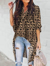 Chic V-collar irregular leopard print top Blouse