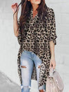 Chic V-collar irregular leopard print top Blouse