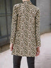 Fashion stand up collar long sleeve leopard print suit outerwear coat