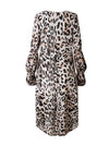 Fashion Leopard Woman Long Sleeve Irregular Hem Blouses
