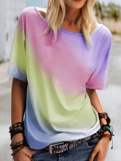 Round neck Colorful women short sleeve T-shirts