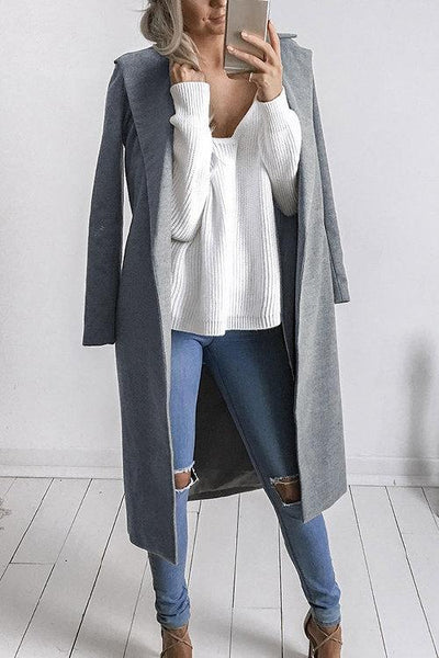 Fashion Long Sleeves Causal Outerwear In Grey