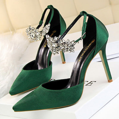 Rhinestone Appliques Stiletto Heel Wedding Shoes Woman Pumps