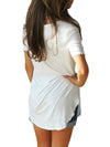 V Neck Short Sleeve Plain Loose Woman T-shirts