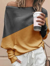 Loose casual one off shoulder bat sleeve Autumn knit sweaters Tops