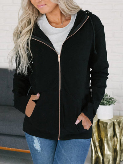 Plain Daily Casual Woman Hooded With Pockets