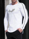 Mens O-Neck Sports Fitness Alphabet Long Sleeve T-Shirt