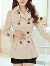 Turn Down Collar  Double Breasted Plain Trench Coats