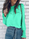 Stylish elegant long sleeve solid color blouses