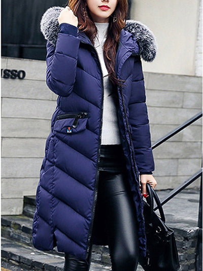 Hooded Quilted Longline Pocket Padded Coat pink m