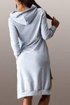 Hooded Asymmetric Hem Drawstring Plain Casual Dresses