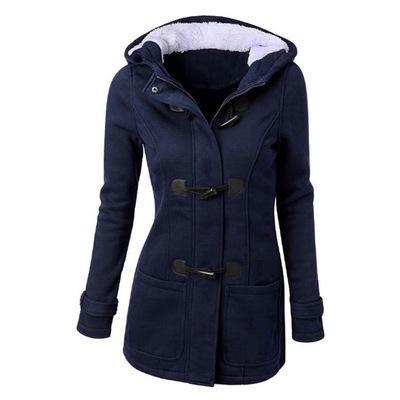 Trench Coat Horn Button Wool Casual Thick Outwear