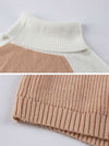 Colour blocking Turtleneck high neck chic women sweaters for women