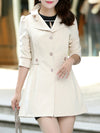 Fold-Over Collar  Single Breasted  Plain  Cuffed Sleeve Trench Coats