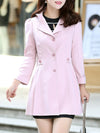 Fold-Over Collar  Single Breasted  Plain  Cuffed Sleeve Trench Coats