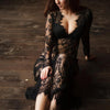 Floor-Length  Lace Adjust Waist Sexy See Through Hollow Out  Evening Dress