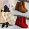 Plain  Invisible  High Heeled  Velvet  Round Toe  Outdoor Ankle Boots