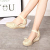 Women's Sandals Wedges Casual Comfort Foreign Trade Tip Hemp Buckle Female Sandals