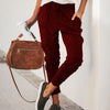 Woman Fashion Elastic Strap Pure Colour Loose Casual Pants