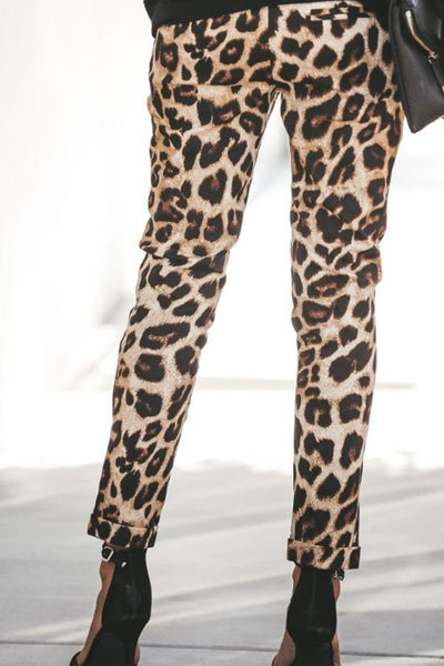 Leopard Printed  Basic  Pants