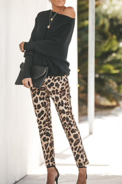 Leopard Printed  Basic  Pants
