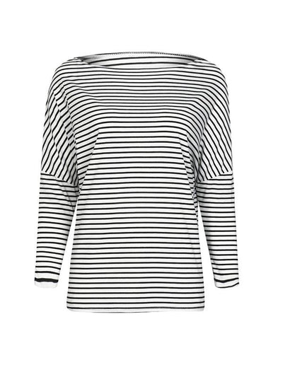 Sexy striped loose bat sleeve design Woman T-shirts