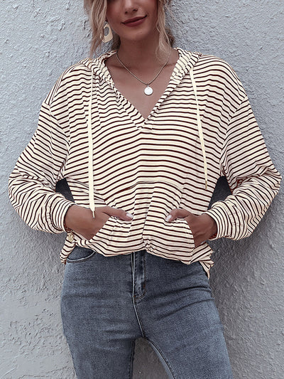 Stripe casual hoodies for women