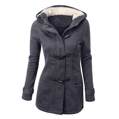 Trench Coat Horn Button Wool Casual Thick Outwear