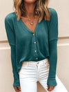 V-neck long sleeve loose button cardigan sweaters