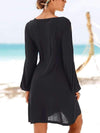 Round Neck Casual Off Shoulder Long Sleeve Vacation Dresses