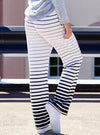 Fading Color Striped  Wide Leg Pants With Cloth Sash Tie