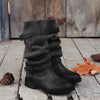 Vintage Comfy Sweater Boots PU Paneled Adjustable Buckle Casual Boots