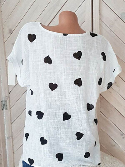 Summer round neck casual women love printed T-shirts