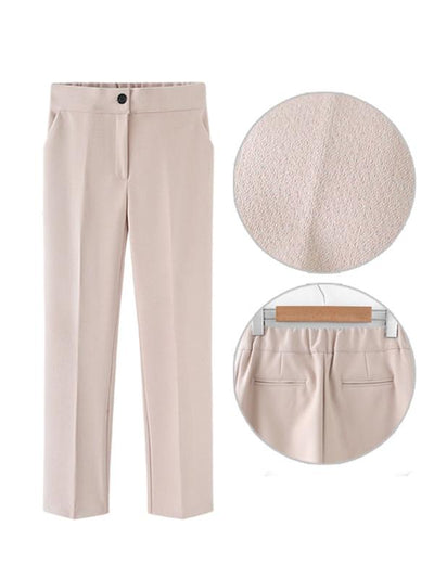 Solid Slim Woman Daily Office Pants