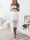 Lace strapless pencil skirt two-piece set bodycon dresses