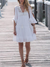 V neck White fashion Women Vacation Dresses