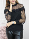Woman Sexy Sweet Lace Long sleeve Black Blouse