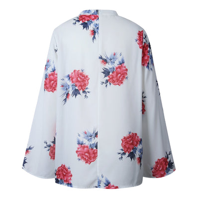 Cutout Long sleeve Floral T-Shirts