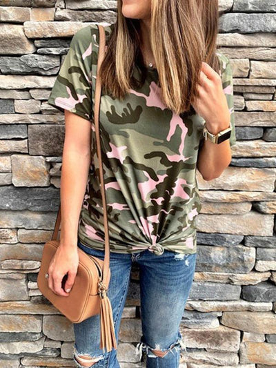 Short sleeved camouflage printed T-shirts