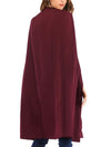 Elegant Plain Woman Pocket Long Cape Outfit
