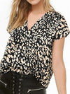 Women Chiffon Leopard Printed Short Sleeve T-shirts